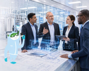 10AR consultants reviewing a sterile facility layout in a pharmaceutical plant