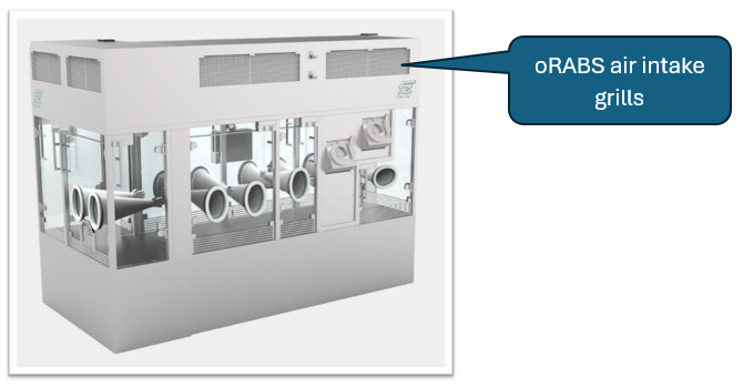 oRABS enclosure with the air intake grills located near the ceiling